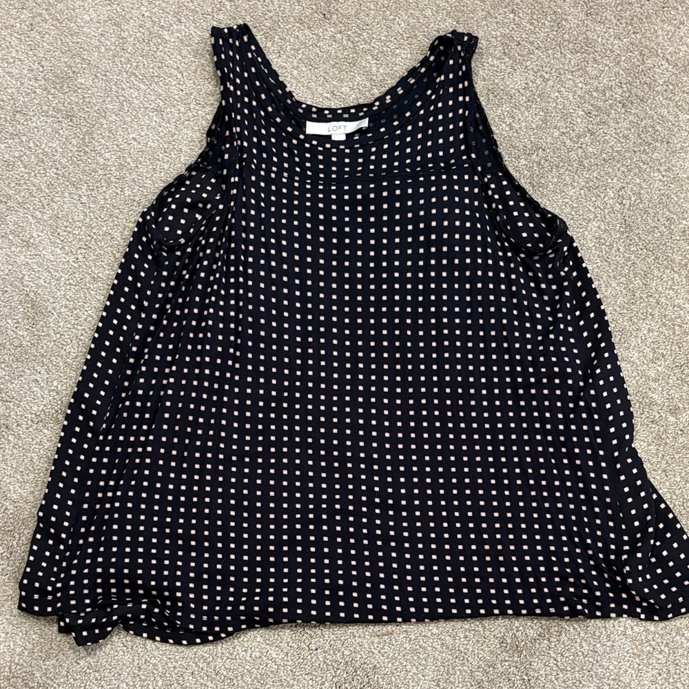 LOFT Black and White Polka Dot Sleeveless Blouse